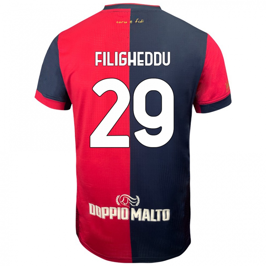 Hombre Camiseta Daniele Filigheddu #29 Rojo Azul Más Oscuro 1ª Equipación 2024/25 La Camisa