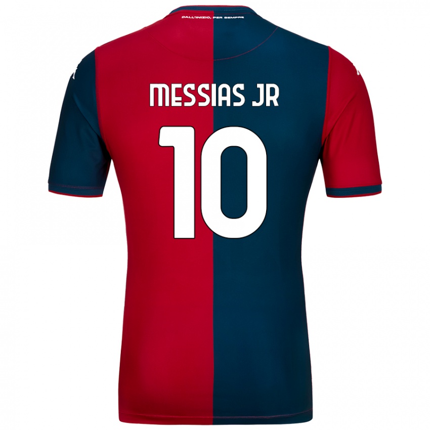 Hombre Camiseta Junior Messias #10 Rojo Azul Oscuro 1ª Equipación 2024/25 La Camisa