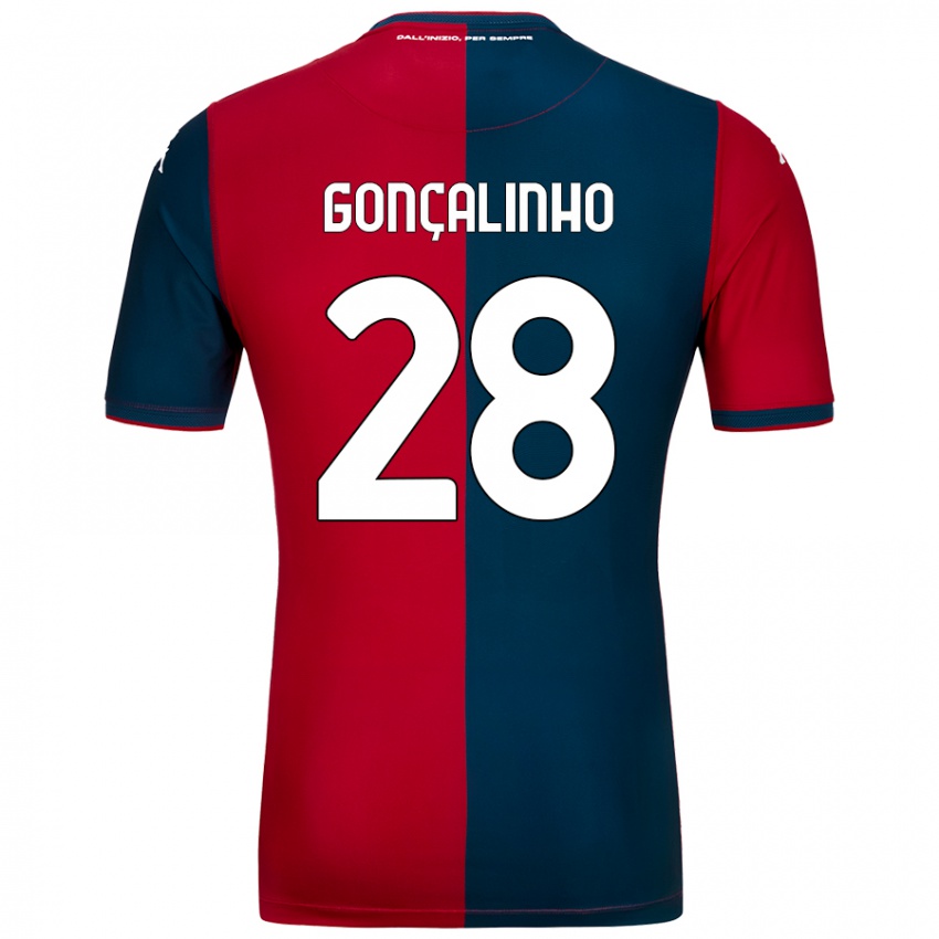 Hombre Camiseta João Gonçalinho #28 Rojo Azul Oscuro 1ª Equipación 2024/25 La Camisa