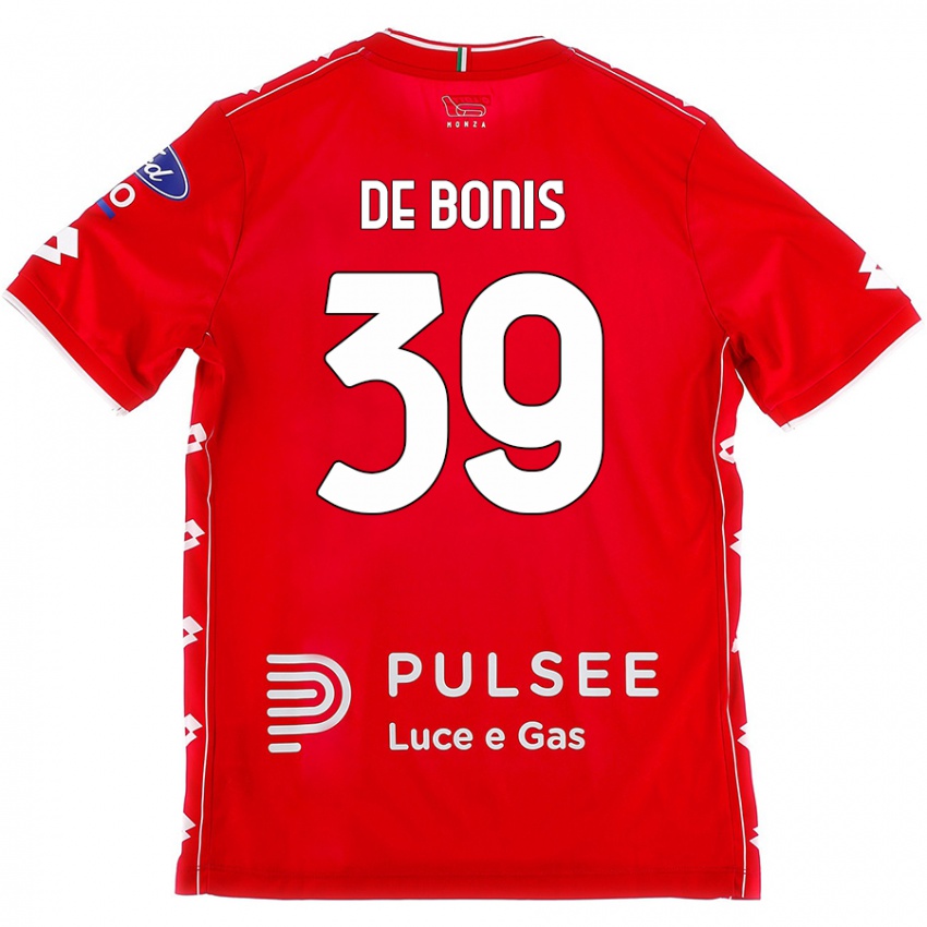 Hombre Camiseta Andrea De Bonis #39 Rojo Blanco 1ª Equipación 2024/25 La Camisa