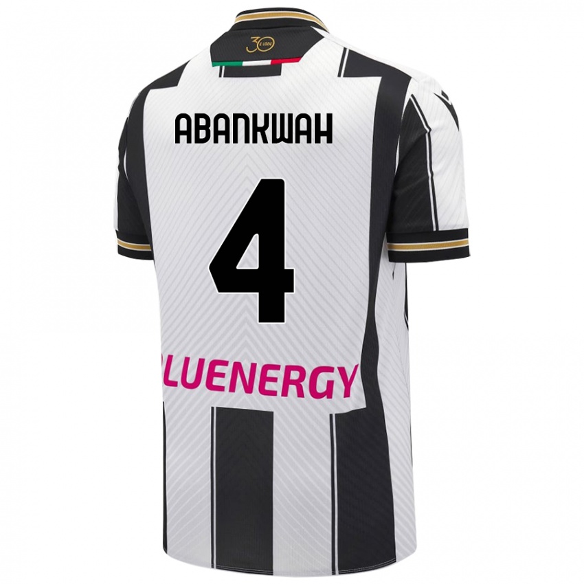 Hombre Camiseta James Abankwah #4 Blanco Negro 1ª Equipación 2024/25 La Camisa