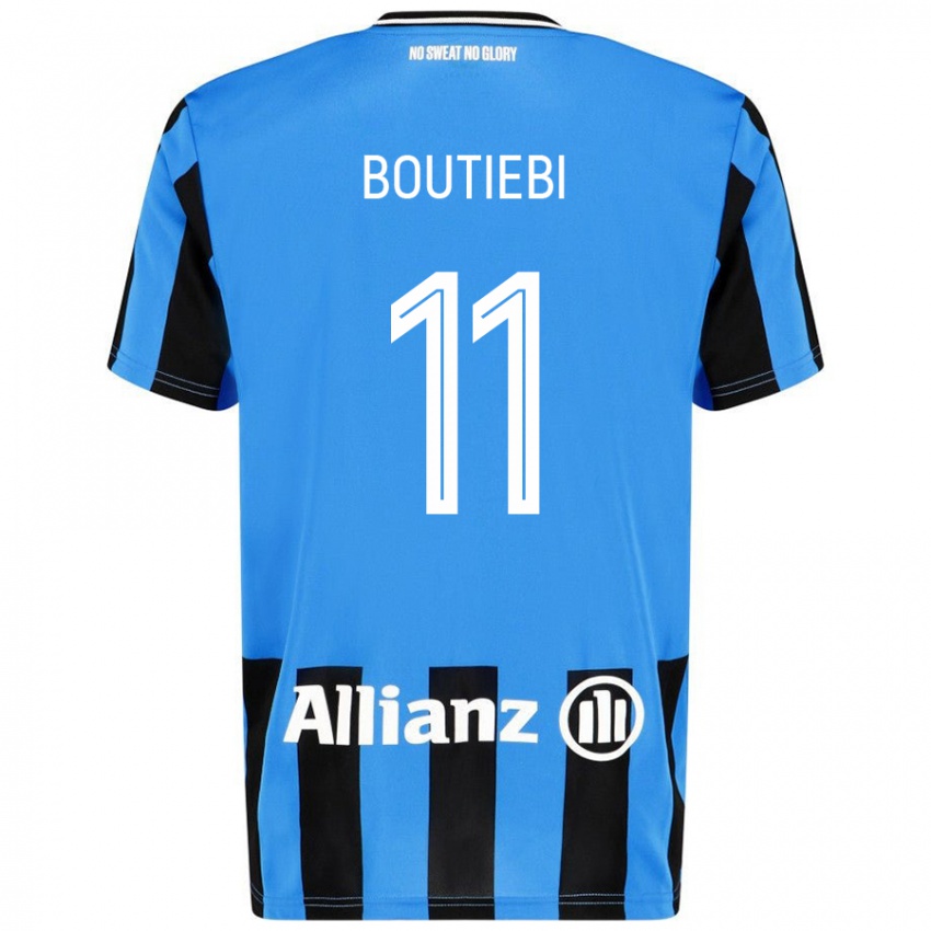 Hombre Camiseta Rania Boutiebi #11 Azul Cielo Negro 1ª Equipación 2024/25 La Camisa