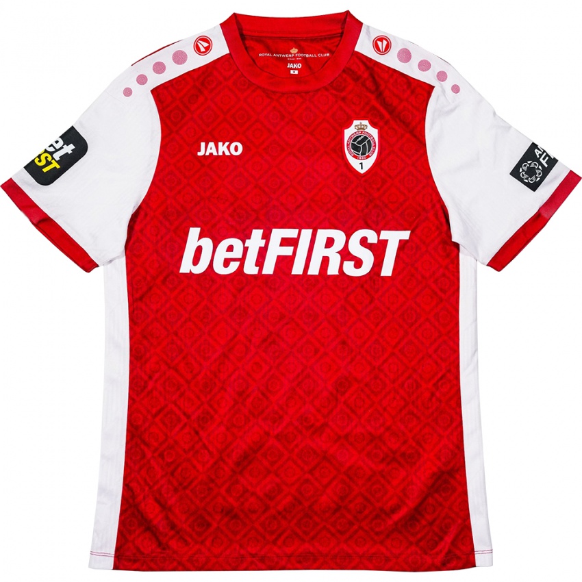 Hombre Camiseta Michel-Ange Balikwisha #10 Rojo Blanco 1ª Equipación 2024/25 La Camisa