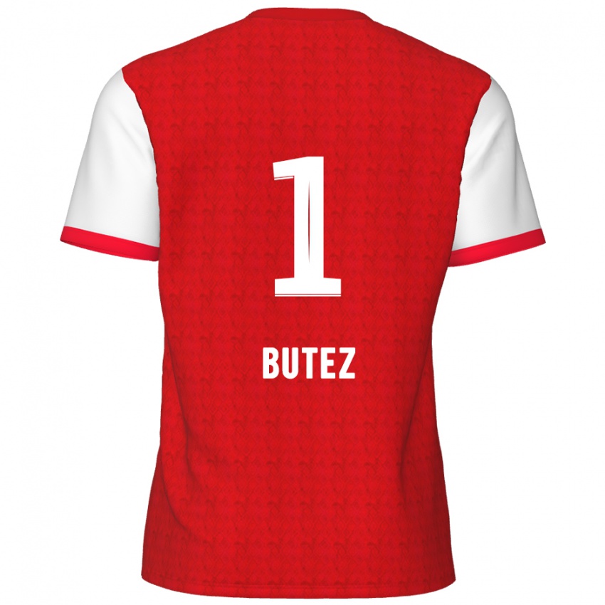 Hombre Camiseta Jean Butez #1 Rojo Blanco 1ª Equipación 2024/25 La Camisa