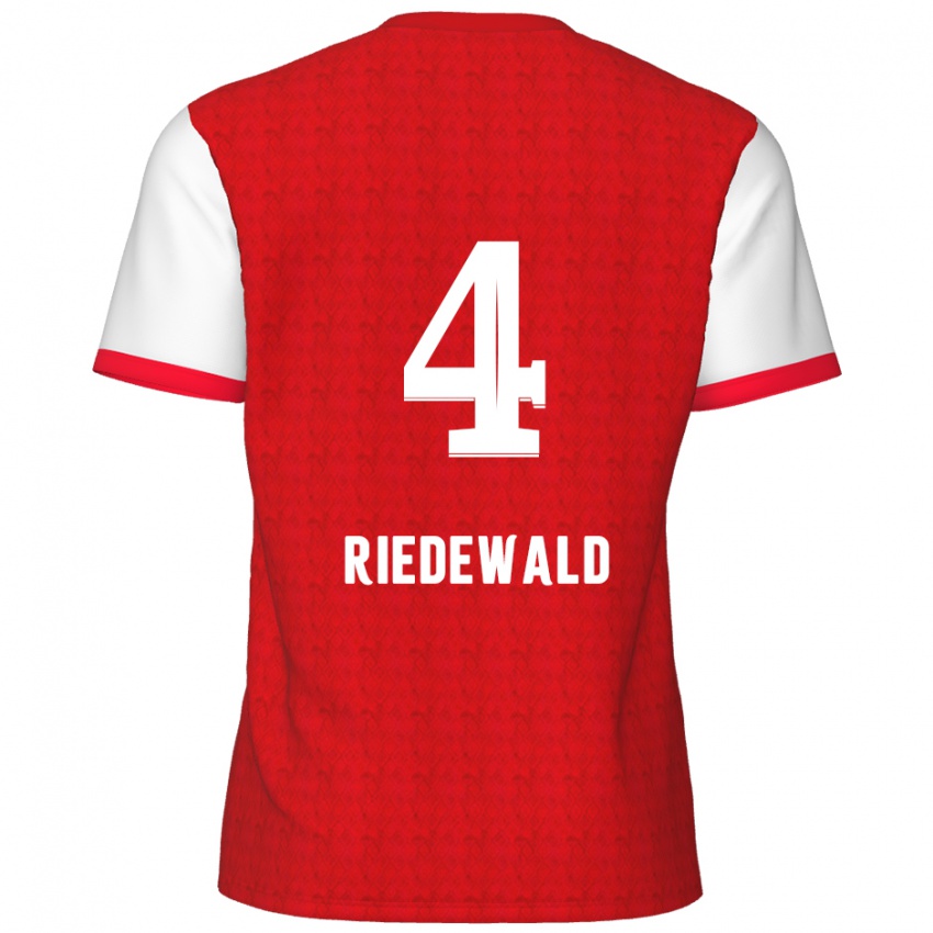 Hombre Camiseta Jairo Riedewald #4 Rojo Blanco 1ª Equipación 2024/25 La Camisa