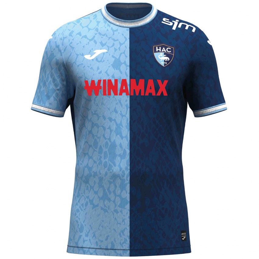 Hombre Camiseta Su Nombre #0 Azul Cielo Azul Oscuro 1ª Equipación 2024/25 La Camisa