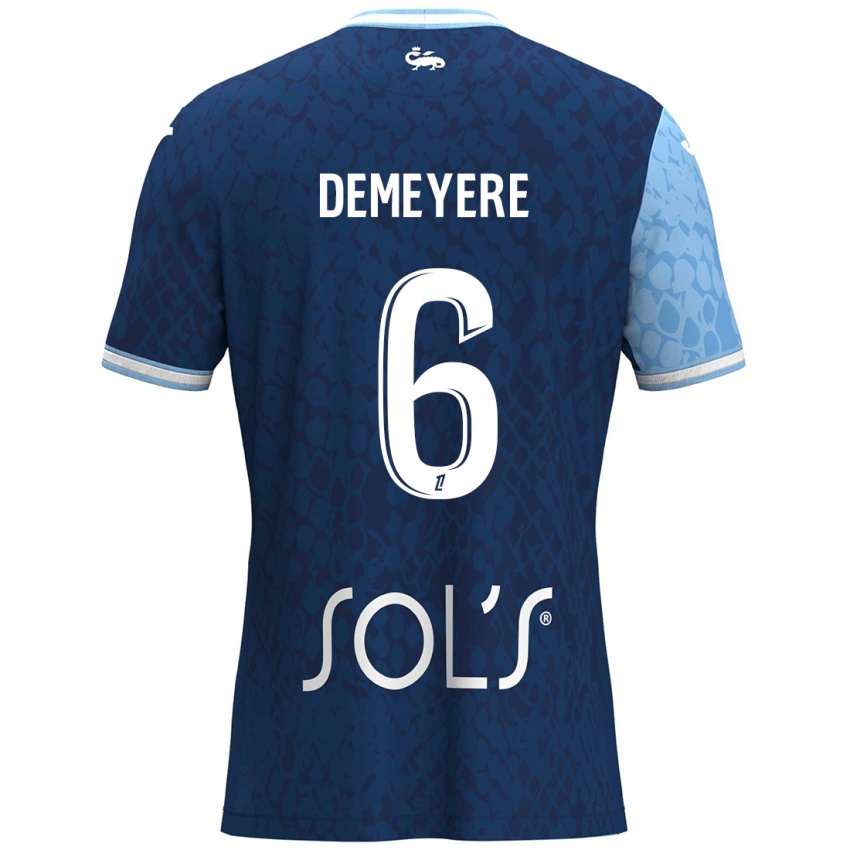 Hombre Camiseta Silke Demeyere #6 Azul Cielo Azul Oscuro 1ª Equipación 2024/25 La Camisa