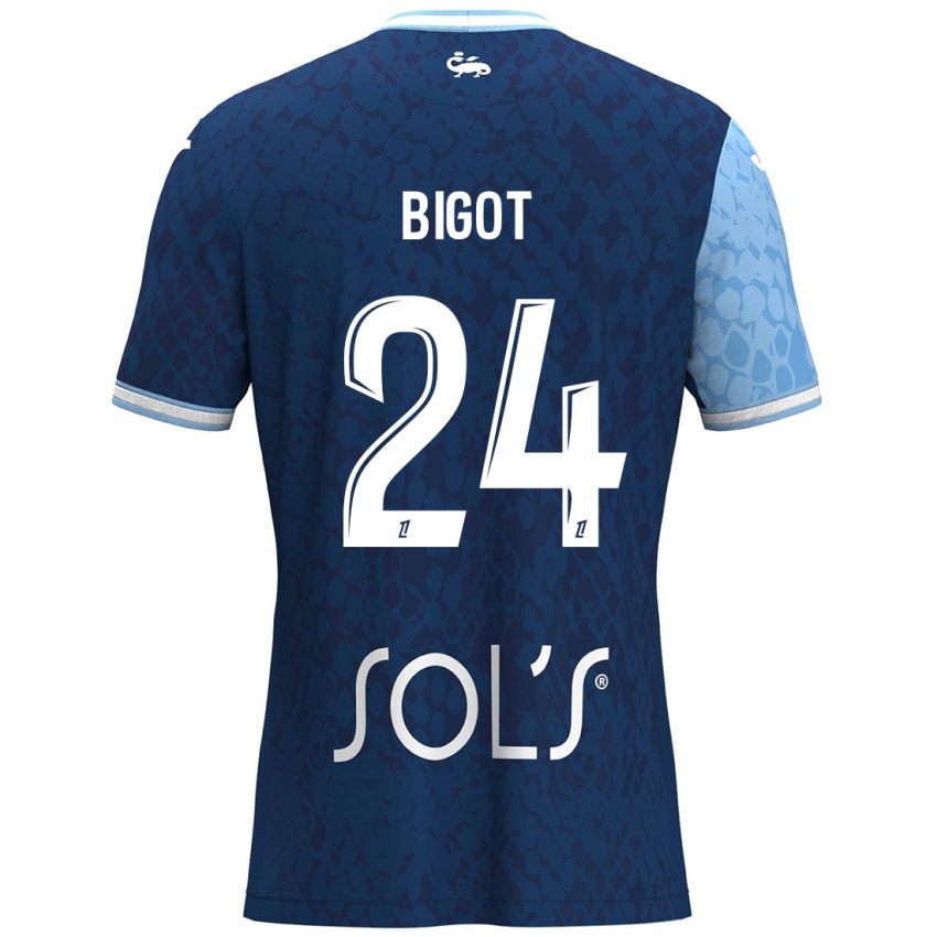 Hombre Camiseta Maureen Bigot #24 Azul Cielo Azul Oscuro 1ª Equipación 2024/25 La Camisa