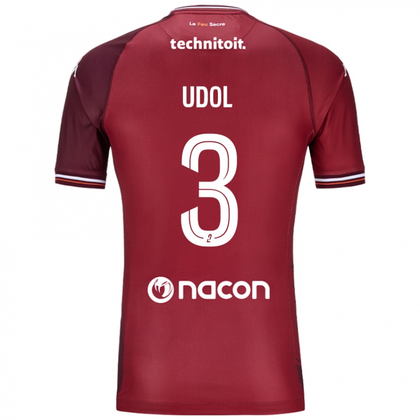 Hombre Camiseta Matthieu Udol #3 Rojo Granata 1ª Equipación 2024/25 La Camisa