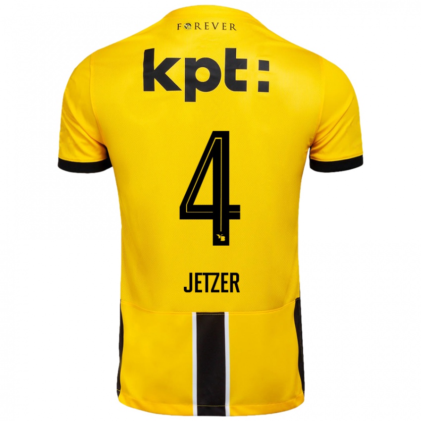 Hombre Camiseta Lorin Jetzer #4 Amarillo Negro 1ª Equipación 2024/25 La Camisa