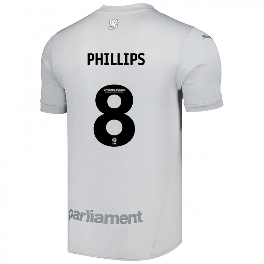 Hombre Camiseta Adam Phillips #8 Gris Plata 2ª Equipación 2024/25 La Camisa