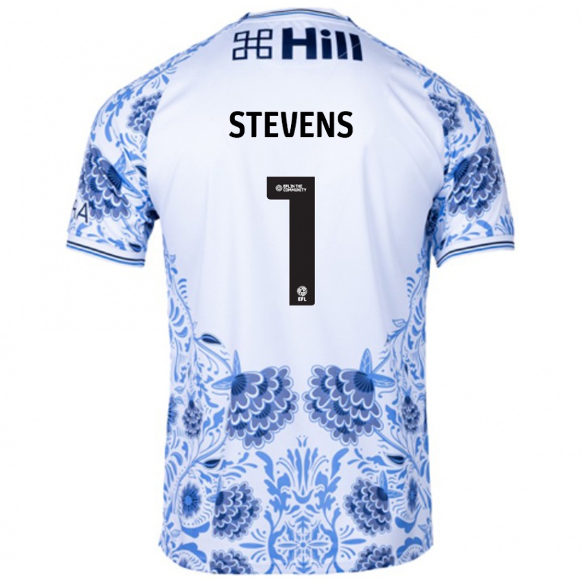 Hombre Camiseta Jack Stevens #1 Blanco Azul 2ª Equipación 2024/25 La Camisa