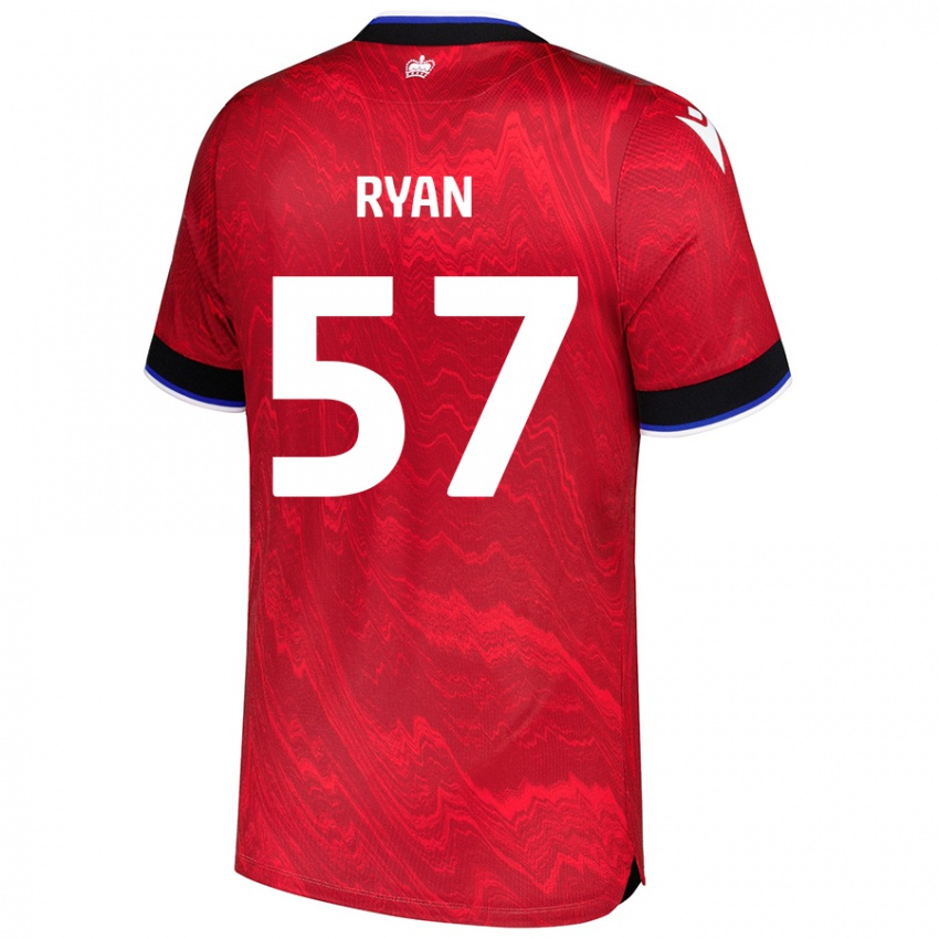 Hombre Camiseta John Ryan #57 Rojo Negro 2ª Equipación 2024/25 La Camisa