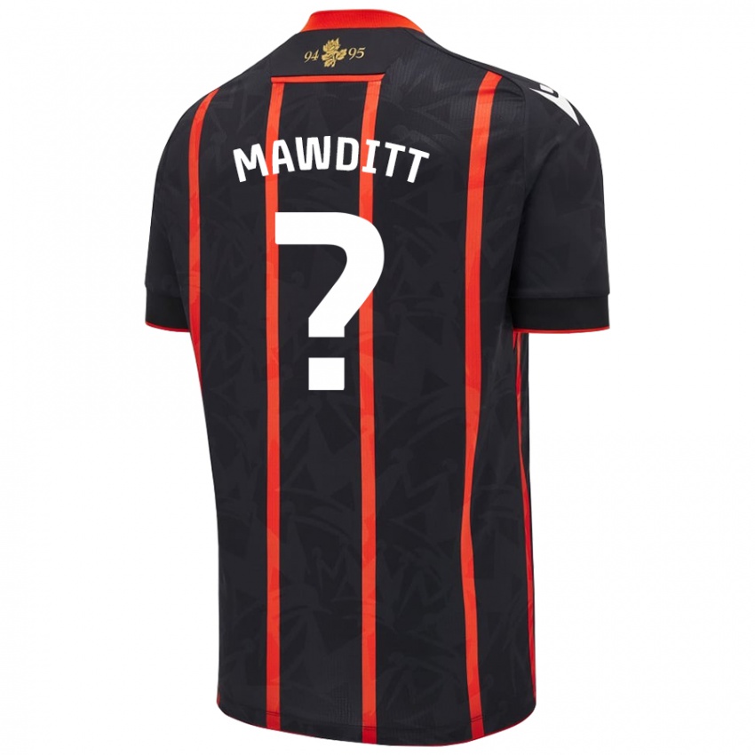 Hombre Camiseta Jack Mawditt #0 Negro Rojo 2ª Equipación 2024/25 La Camisa