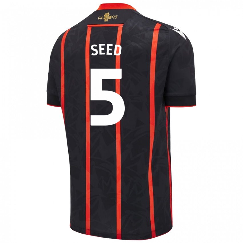 Hombre Camiseta Helen Seed #5 Negro Rojo 2ª Equipación 2024/25 La Camisa