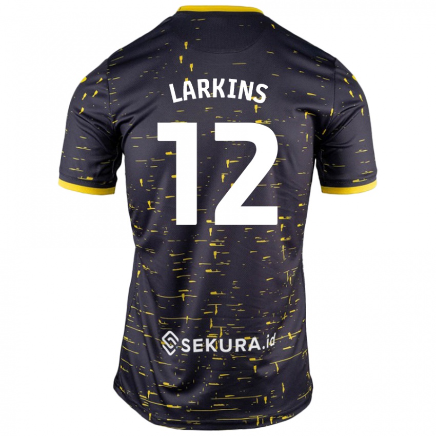 Hombre Camiseta Anna Larkins #12 Negro Amarillo 2ª Equipación 2024/25 La Camisa