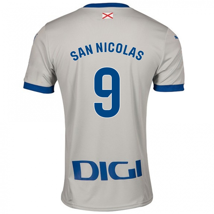 Hombre Camiseta Olga San Nicolás #9 Gris Claro 2ª Equipación 2024/25 La Camisa