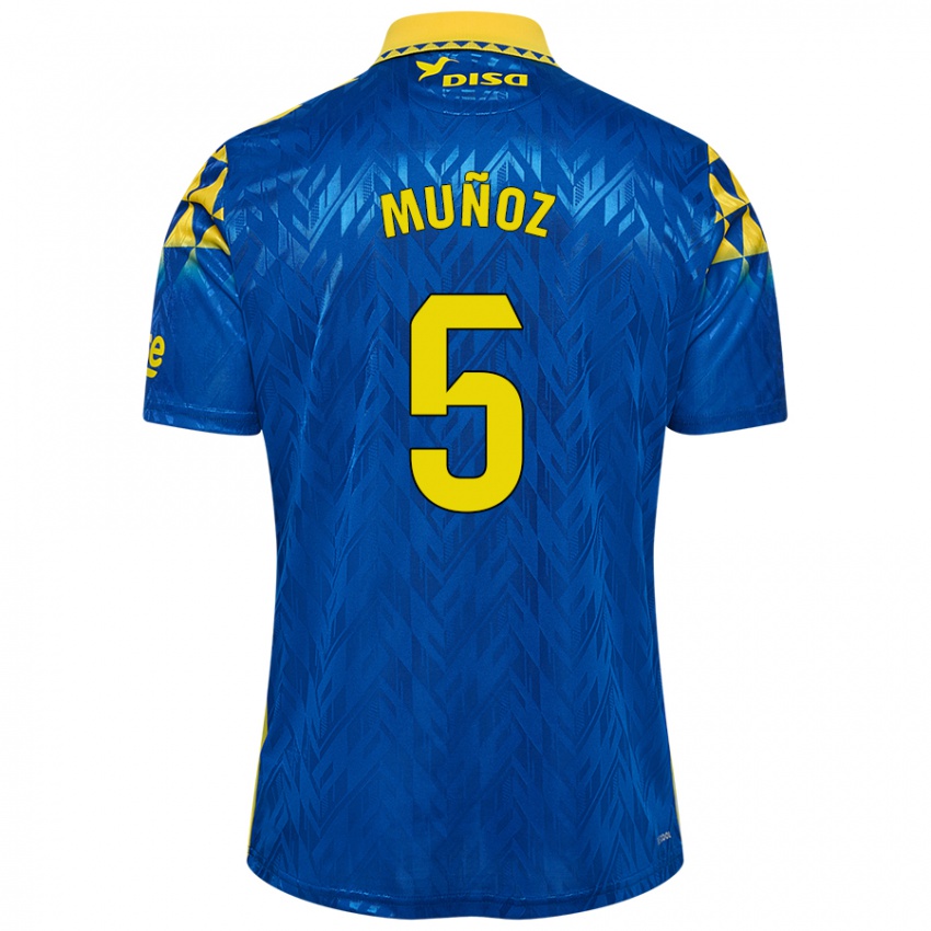 Hombre Camiseta Javi Muñoz #5 Azul Amarillo 2ª Equipación 2024/25 La Camisa