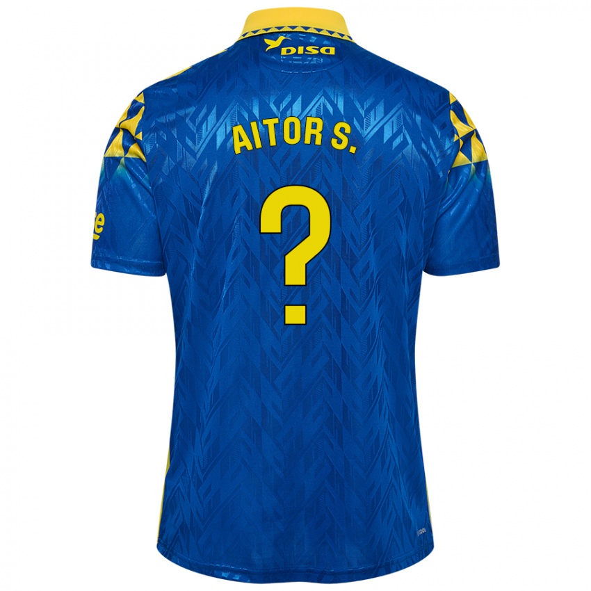 Hombre Camiseta Aitor Sánchez #0 Azul Amarillo 2ª Equipación 2024/25 La Camisa