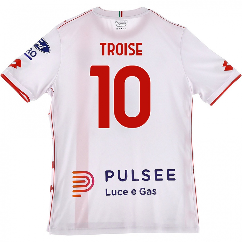 Hombre Camiseta Antonio Troise #10 Blanco Rojo 2ª Equipación 2024/25 La Camisa