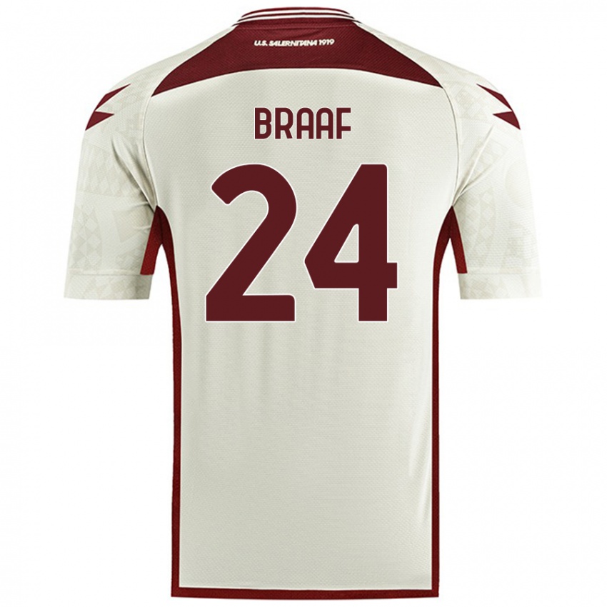 Hombre Camiseta Jayden Braaf #24 Color Crema 2ª Equipación 2024/25 La Camisa