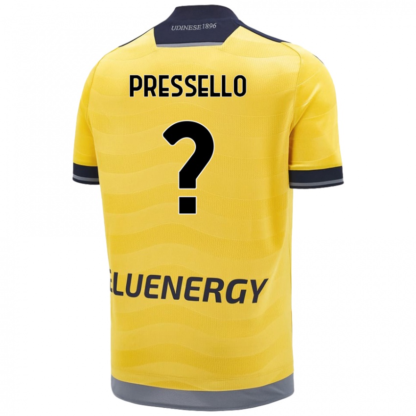 Hombre Camiseta Matteo Pressello #0 Dorado 2ª Equipación 2024/25 La Camisa