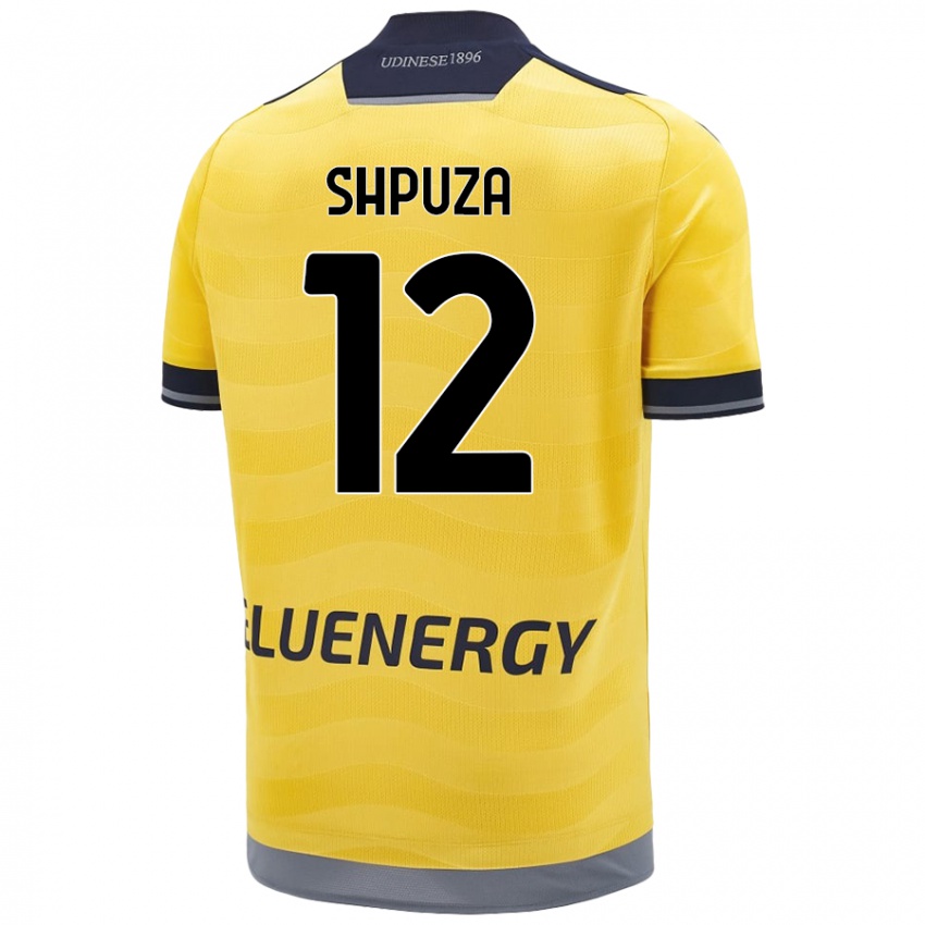 Hombre Camiseta Kleo Shpuza #12 Dorado 2ª Equipación 2024/25 La Camisa