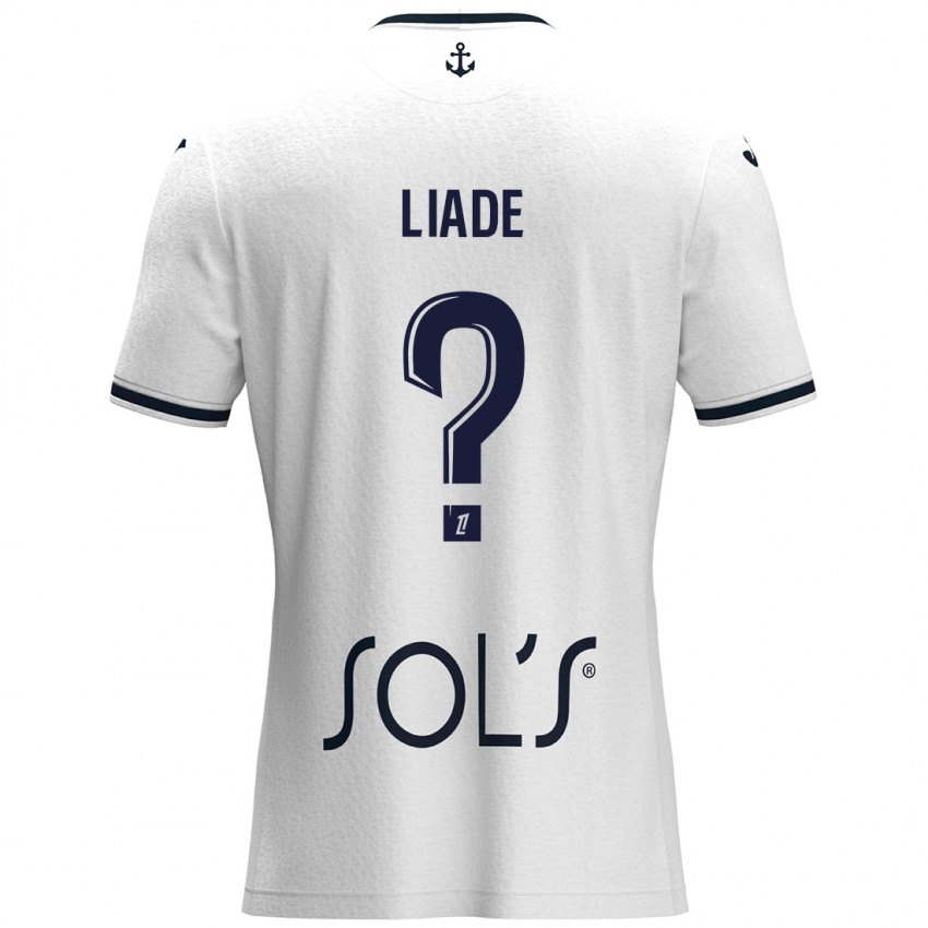 Hombre Camiseta Noah Liade #0 Blanco Azul Oscuro 2ª Equipación 2024/25 La Camisa