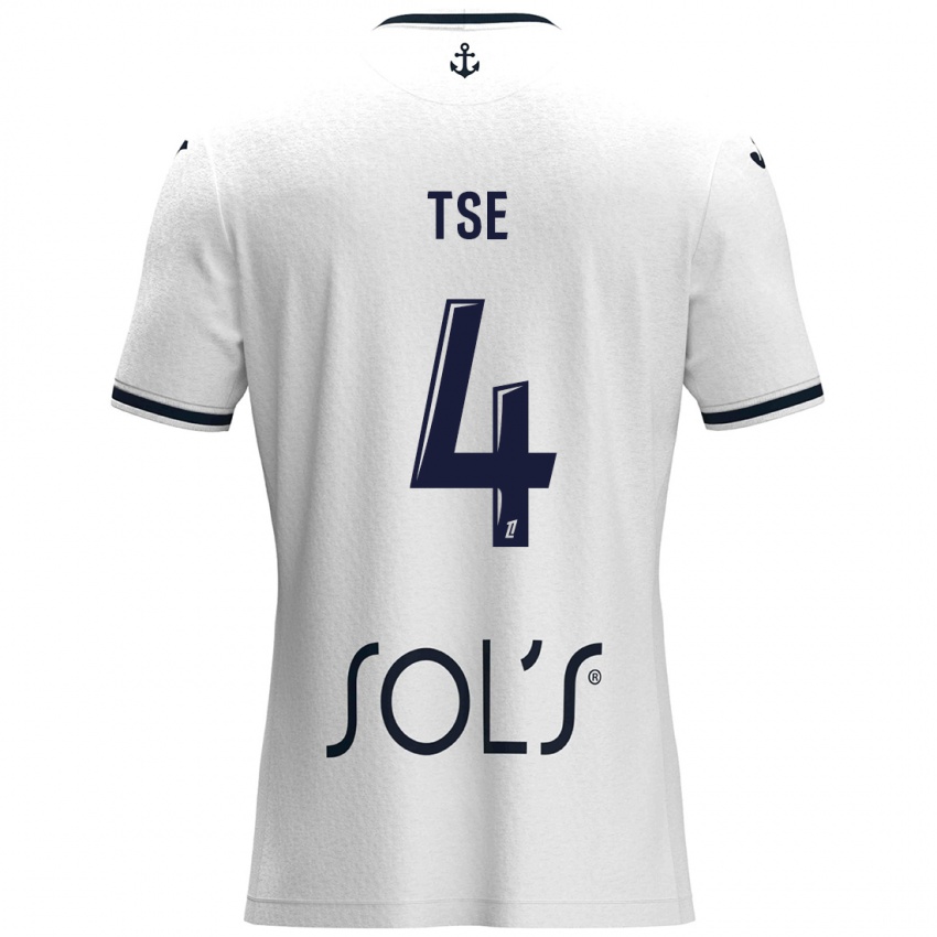 Hombre Camiseta Élisabeth Tsé #4 Blanco Azul Oscuro 2ª Equipación 2024/25 La Camisa