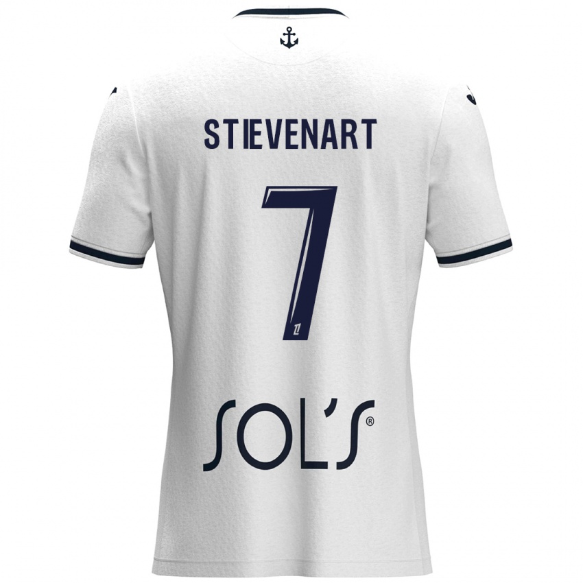 Hombre Camiseta Zoé Stievenart #7 Blanco Azul Oscuro 2ª Equipación 2024/25 La Camisa