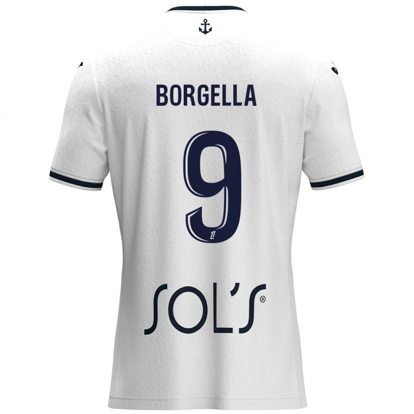 Hombre Camiseta Roselord Borgella #9 Blanco Azul Oscuro 2ª Equipación 2024/25 La Camisa