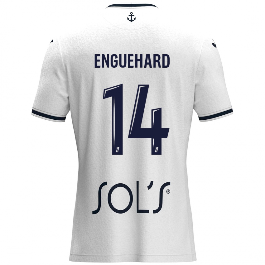 Hombre Camiseta Romane Enguehard #14 Blanco Azul Oscuro 2ª Equipación 2024/25 La Camisa