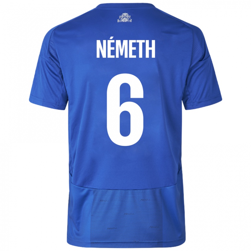 Hombre Camiseta Hunor Németh #6 Blanco Azul 2ª Equipación 2024/25 La Camisa