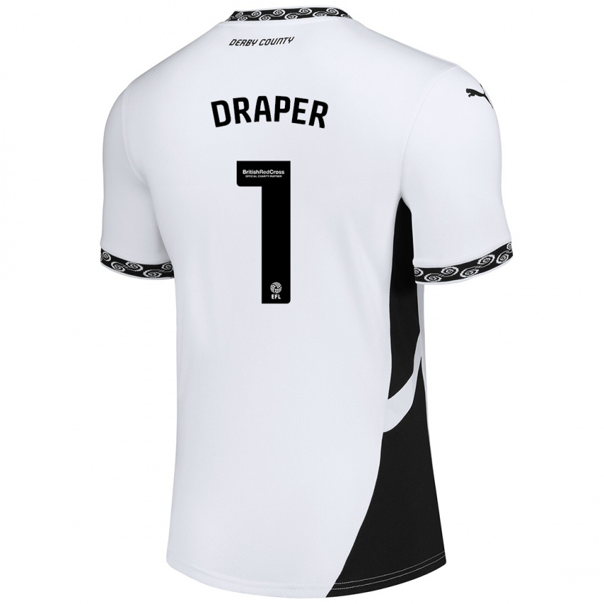 Mujer Camiseta Anna Draper #1 Blanco Negro 1ª Equipación 2024/25 La Camisa