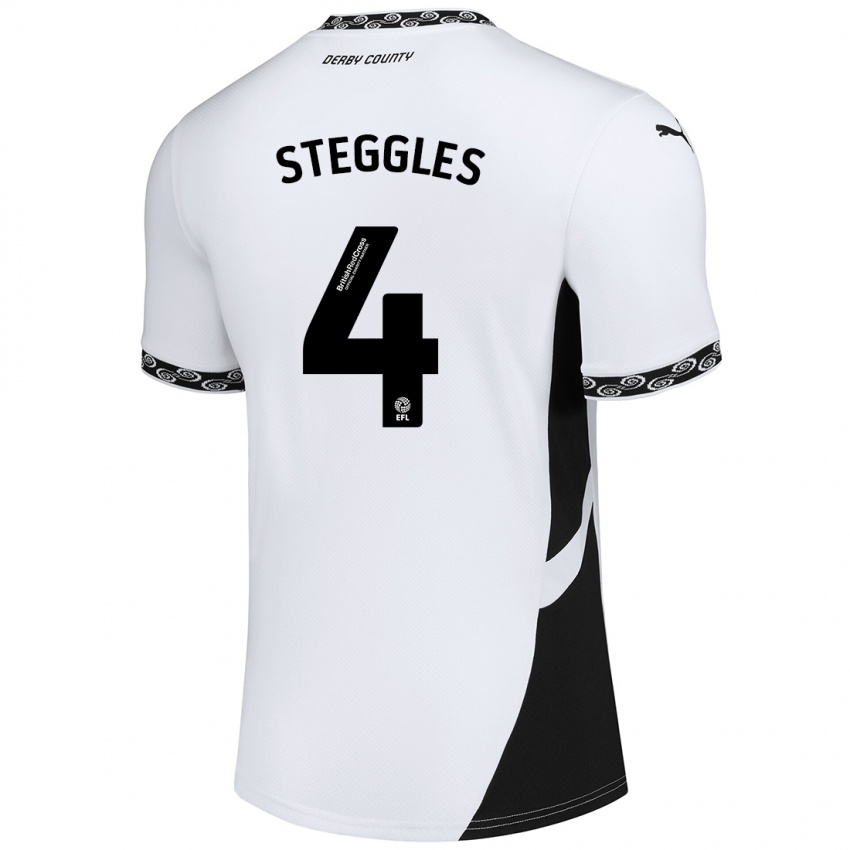 Mujer Camiseta Charlotte Steggles #4 Blanco Negro 1ª Equipación 2024/25 La Camisa