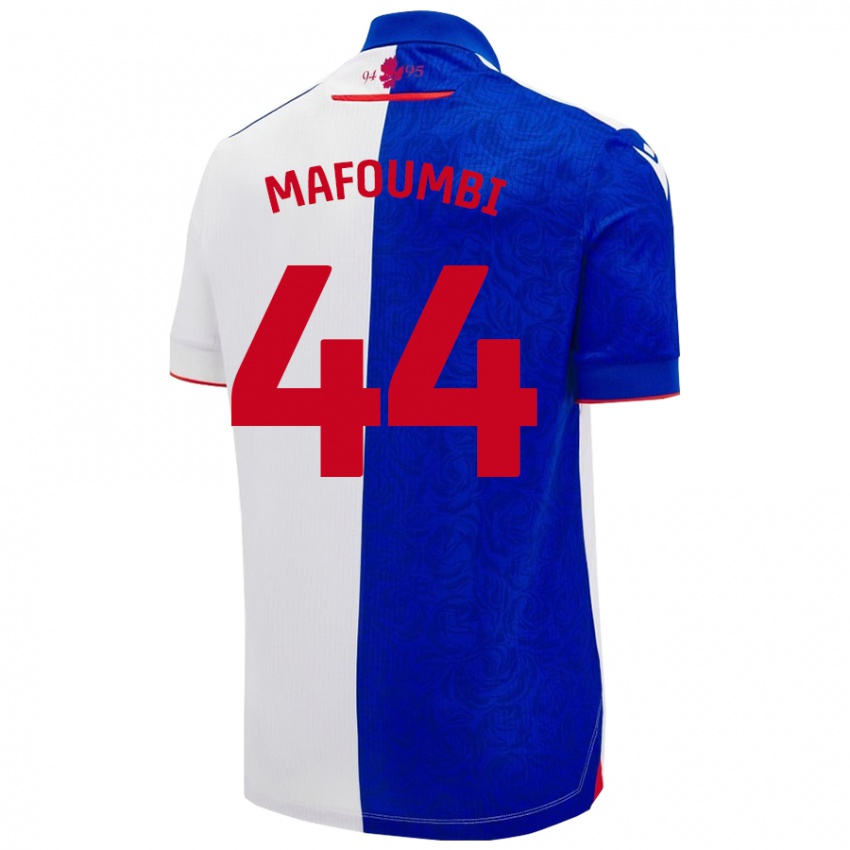 Mujer Camiseta Exaucé Mafoumbi #44 Azul Cielo Blanco 1ª Equipación 2024/25 La Camisa