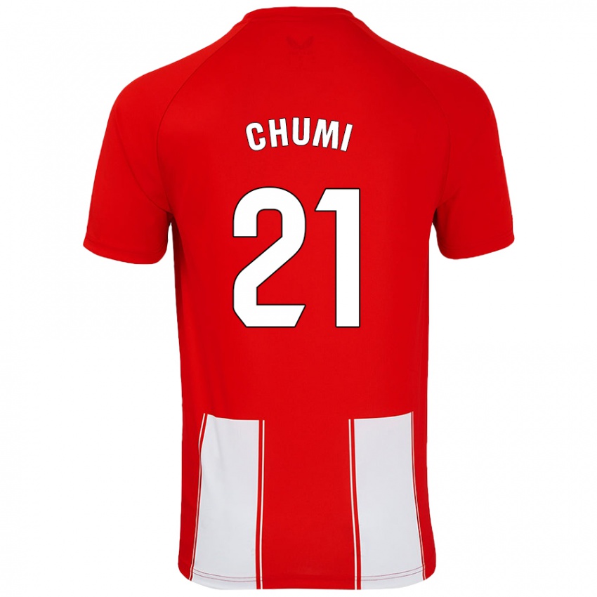 Mujer Camiseta Chumi #21 Rojo Blanco 1ª Equipación 2024/25 La Camisa