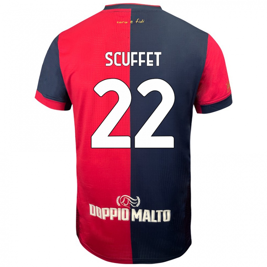 Mujer Camiseta Simone Scuffet #22 Rojo Azul Más Oscuro 1ª Equipación 2024/25 La Camisa