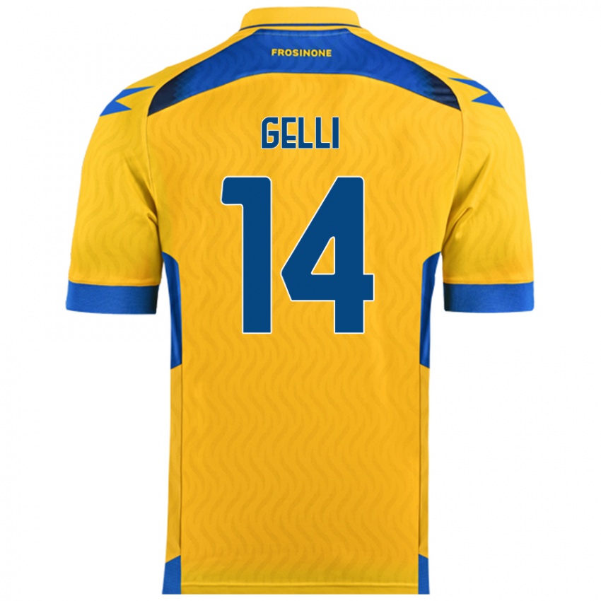 Mujer Camiseta Francesco Gelli #14 Amarillo 1ª Equipación 2024/25 La Camisa