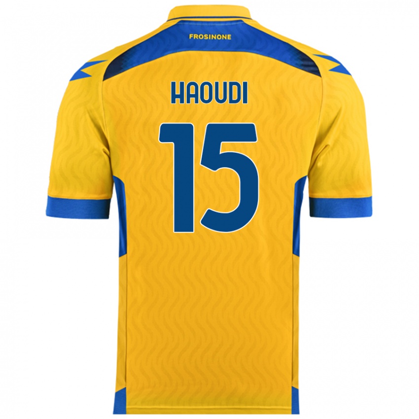 Mujer Camiseta Hamza Haoudi #15 Amarillo 1ª Equipación 2024/25 La Camisa