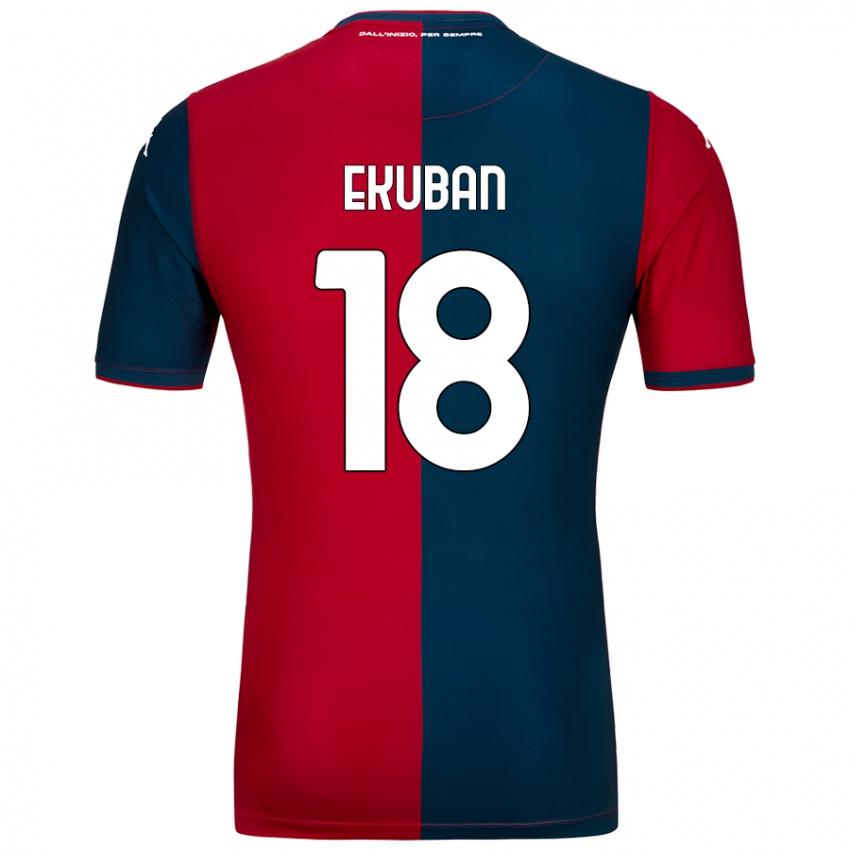 Mujer Camiseta Caleb Ekuban #18 Rojo Azul Oscuro 1ª Equipación 2024/25 La Camisa