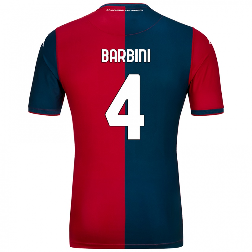 Mujer Camiseta Matteo Barbini #4 Rojo Azul Oscuro 1ª Equipación 2024/25 La Camisa