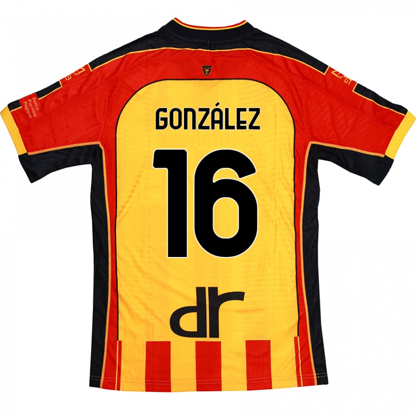 Mujer Camiseta Joan González #16 Amarillo Rojo 1ª Equipación 2024/25 La Camisa