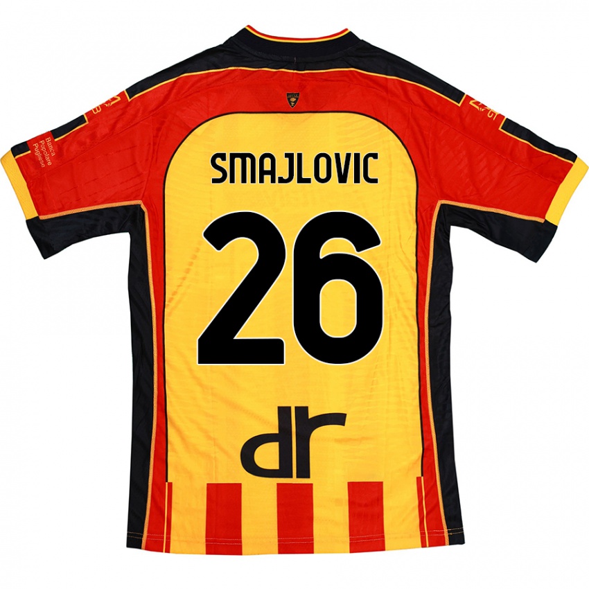 Mujer Camiseta Zinedin Smajlovic #26 Amarillo Rojo 1ª Equipación 2024/25 La Camisa