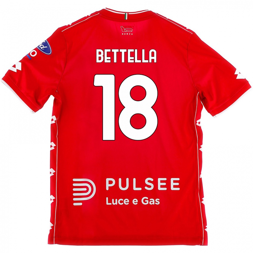 Mujer Camiseta Davide Bettella #18 Rojo Blanco 1ª Equipación 2024/25 La Camisa