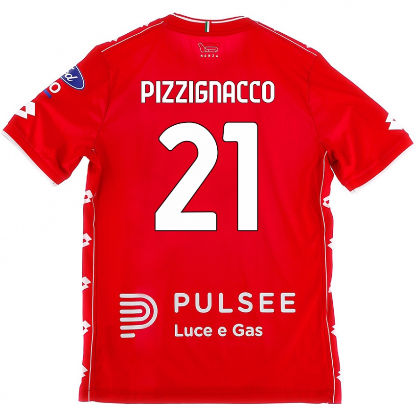 Mujer Camiseta Semuel Pizzignacco #21 Rojo Blanco 1ª Equipación 2024/25 La Camisa