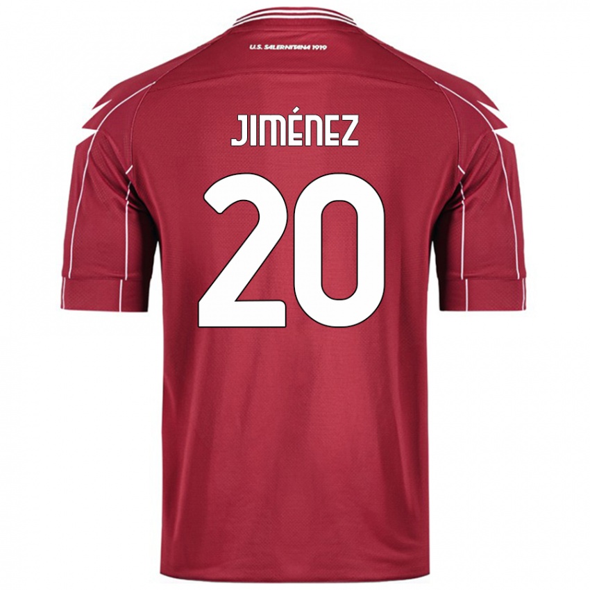 Mujer Camiseta Kaleb Jiménez #20 Borgoña 1ª Equipación 2024/25 La Camisa