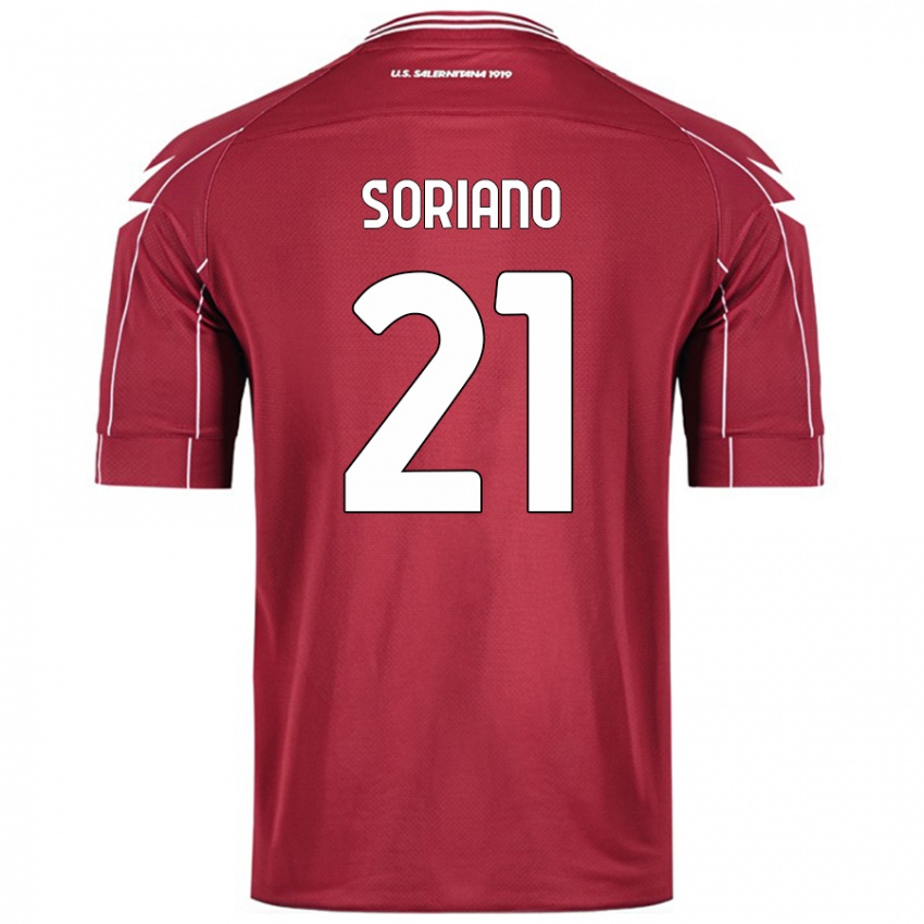 Mujer Camiseta Roberto Soriano #21 Borgoña 1ª Equipación 2024/25 La Camisa