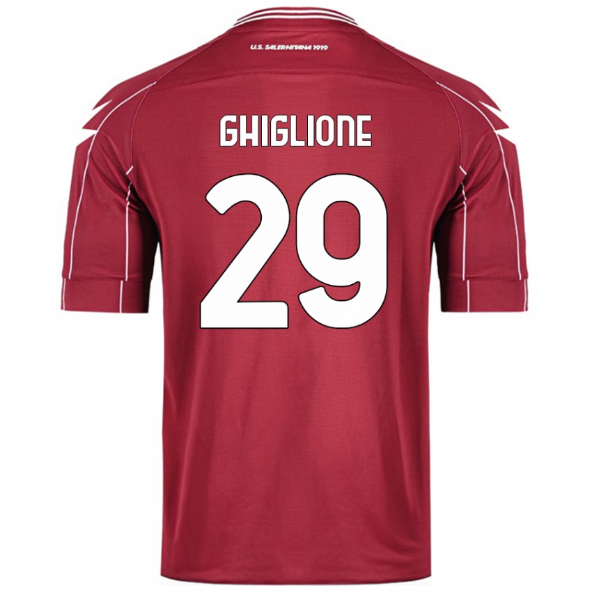 Mujer Camiseta Paolo Ghiglione #29 Borgoña 1ª Equipación 2024/25 La Camisa