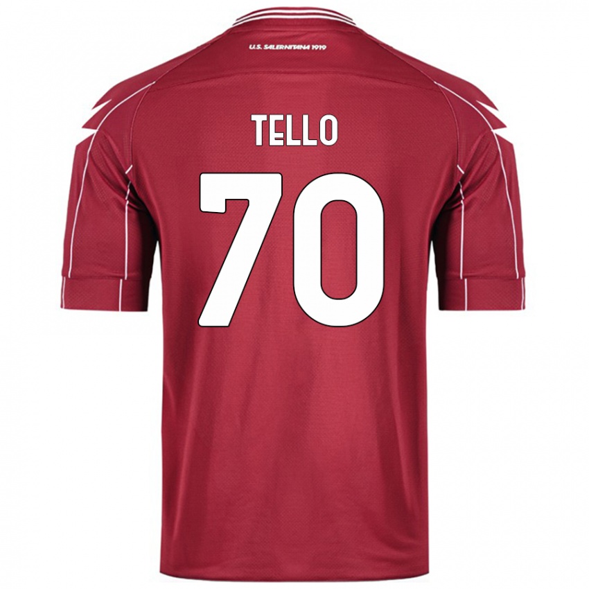 Mujer Camiseta Andrés Tello #70 Borgoña 1ª Equipación 2024/25 La Camisa